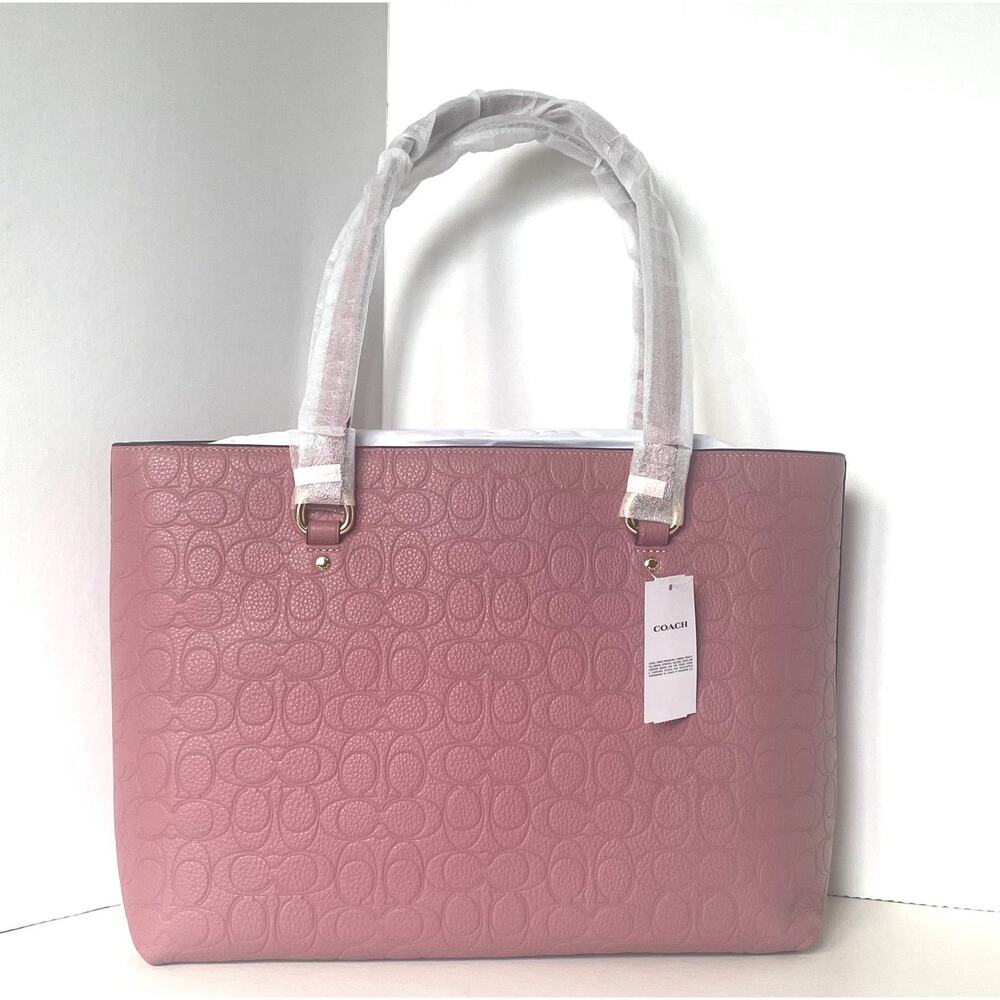 Coach Station Tote CDL99 Peony Pink Pebbled Leather Work Bag - Picture 2 of 11
